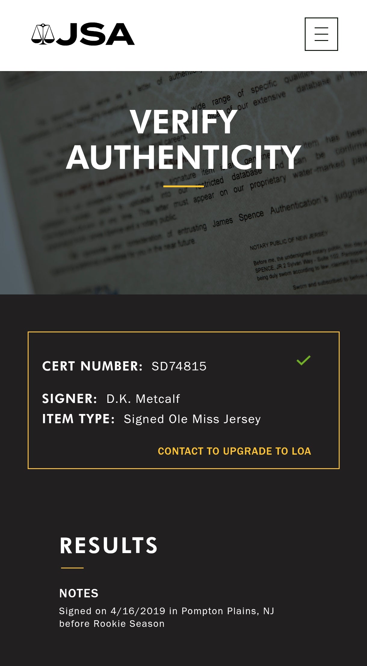 DK Metcalf Ole Miss Signed College Jersey JSA COA