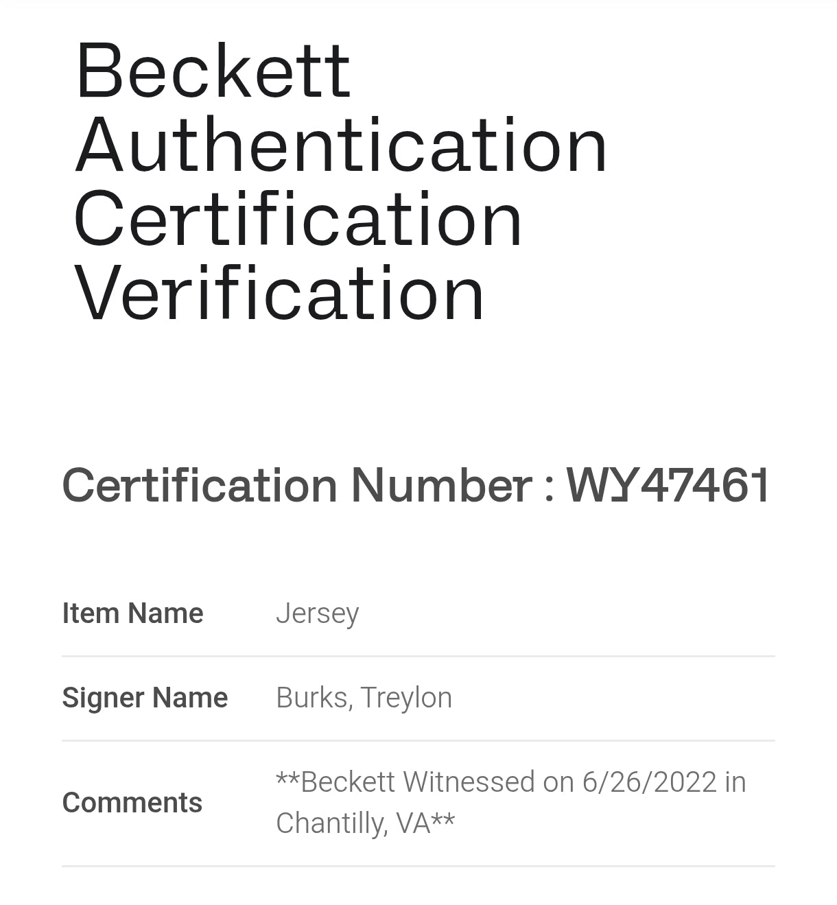 Treylon Burks Tennessee Titans Signed NFL Jersey Beckett COA