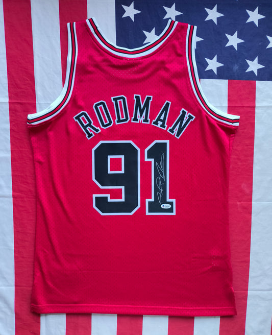 Dennis Rodman Chicago Bulls Signed Mitchell & Ness NBA Beckett COA