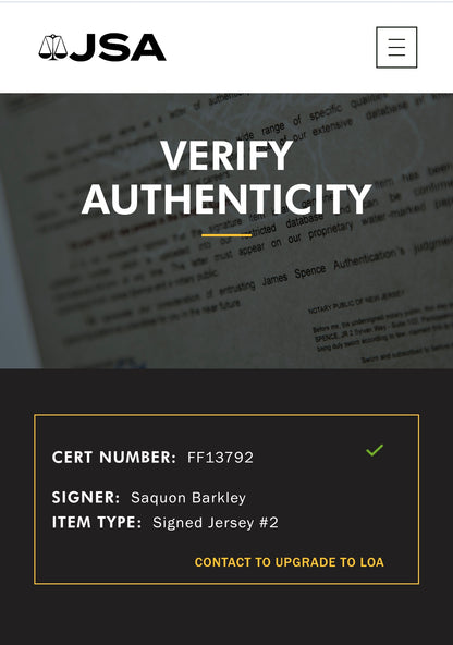 Saquon Barkley New York Giants Signed NFL Jersey JSA COA