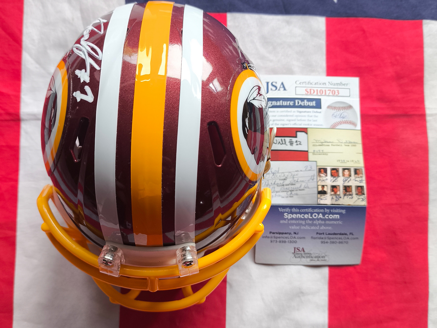 Dwayne Haskins Jnr Washington Redskins Signed Mini Helmet JSA COA
