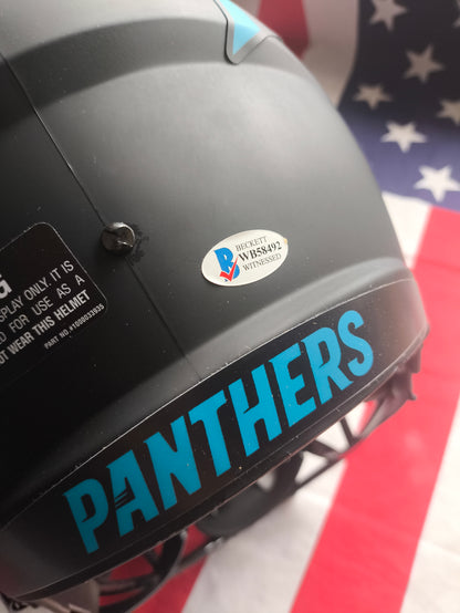 Christian McCaffrey Carolina Panthers Signed NFL Helmet Beckett COA