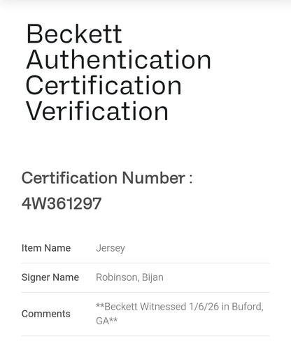 Bijan Robinson Signed Atlanta Falcons NFL Jersey Beckett COA