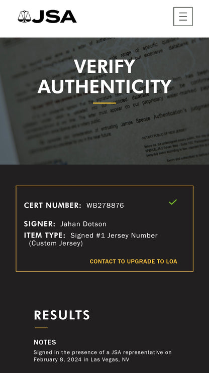 Jahan Dotson Washington Commanders Signed NFL Jersey JSA/PIA COA