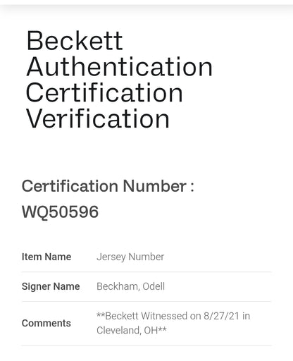 Odell Beckham Jnr Cleveland Browns Signed NFL Jersey Beckett COA