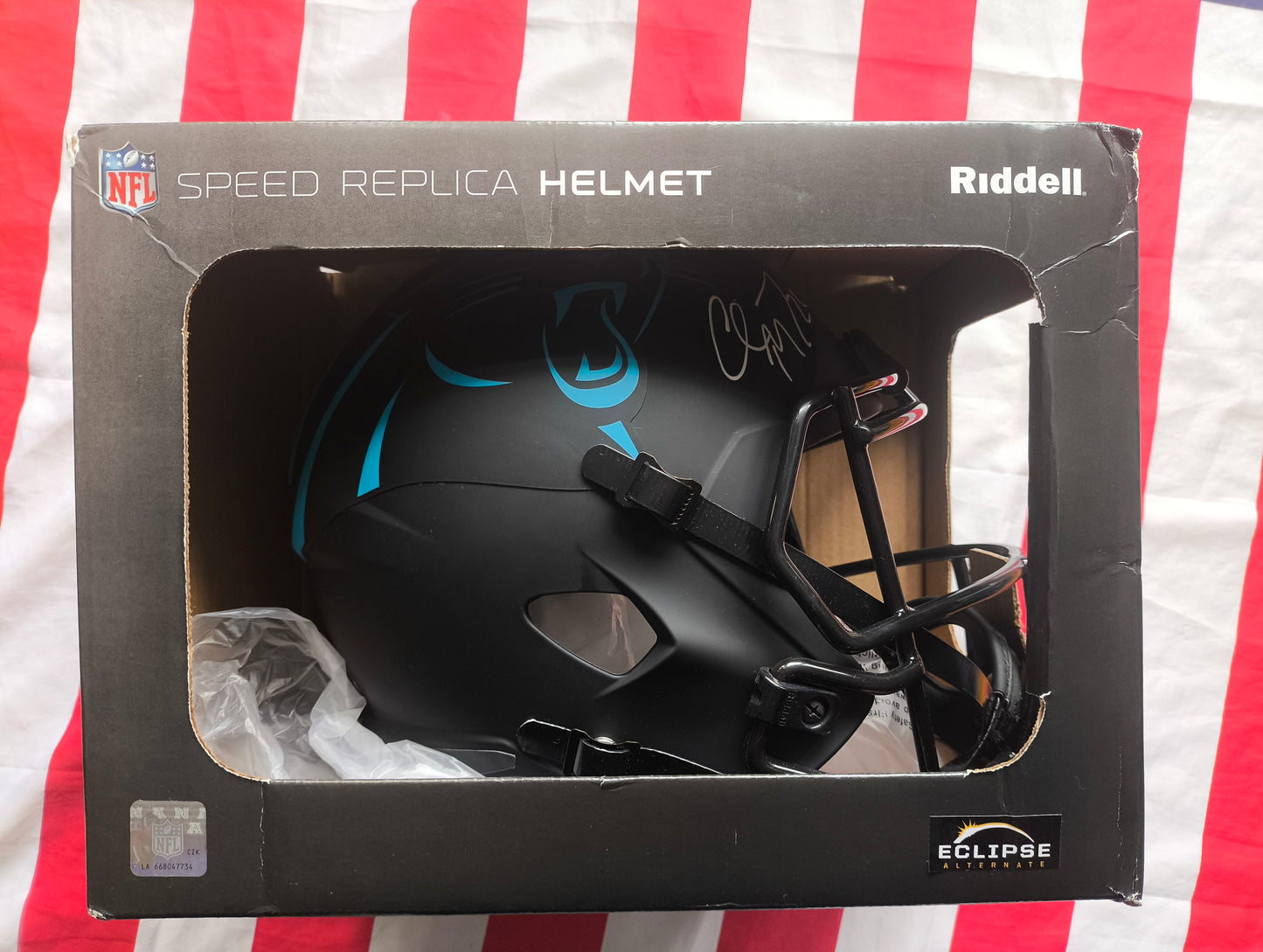 Christian McCaffrey Carolina Panthers Signed NFL Helmet Beckett COA