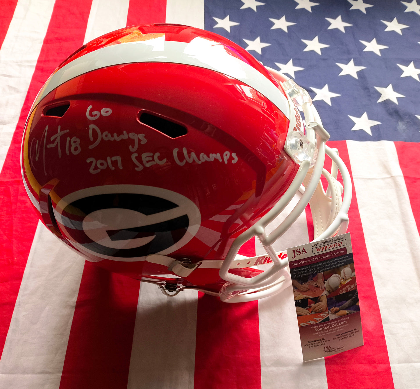 Isaac Nauta Georgia Bulldogs NCAA Full Size Signed Helmet JSA COA