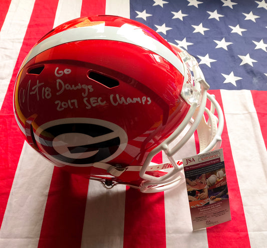 Isaac Nauta Georgia Bulldogs NCAA Full Size Signed Helmet JSA COA