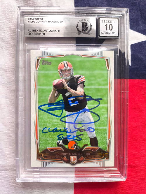 Johnny Manziel Cleveland Browns Topps Auto Card Beckett Grade 10