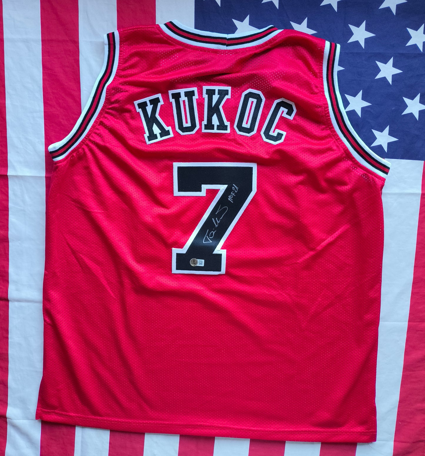 Toni Kukoc Chicago Bulls Signed NBA Jersey Beckett COA