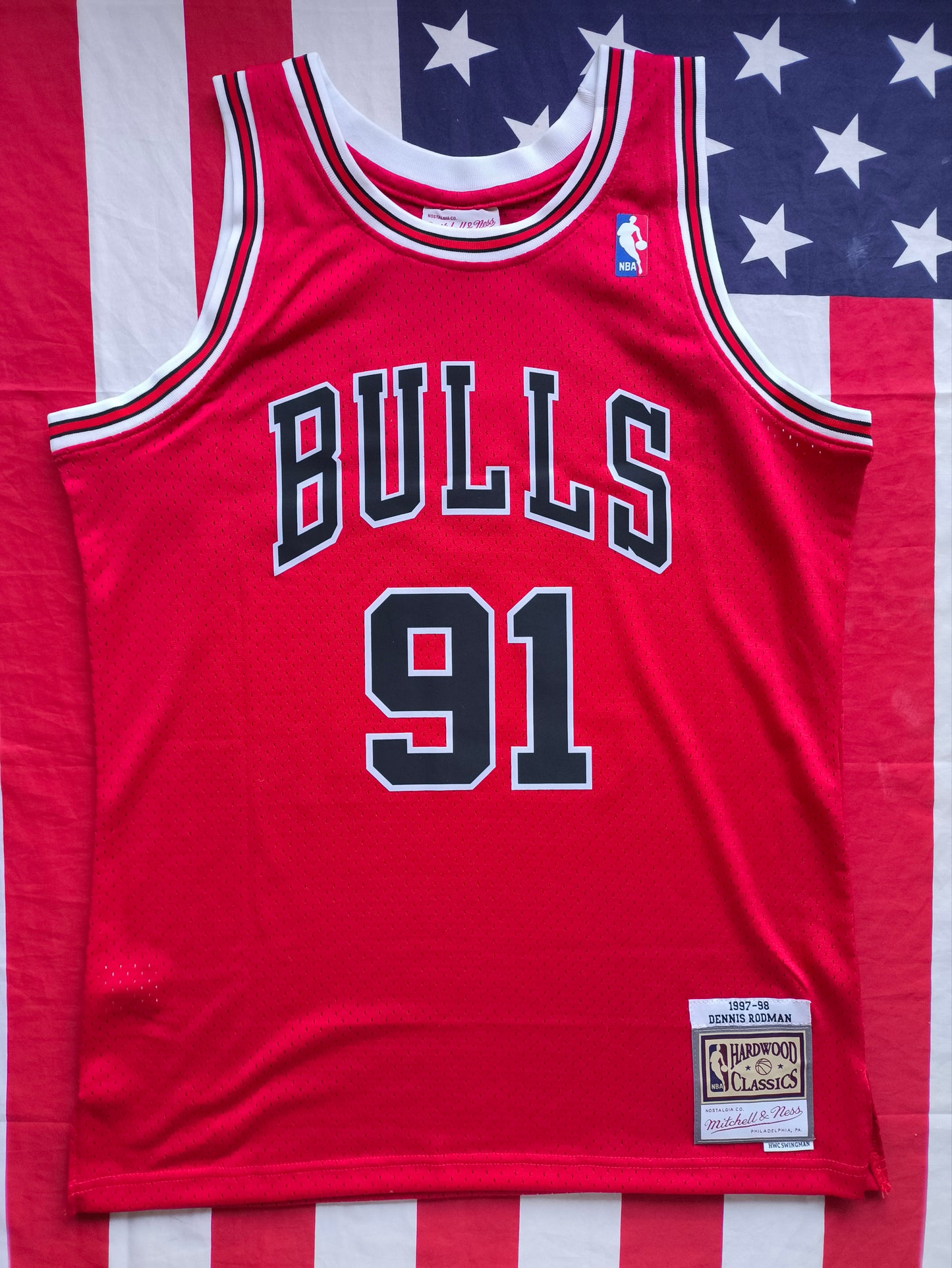 Dennis Rodman Chicago Bulls Signed Mitchell & Ness NBA Beckett COA