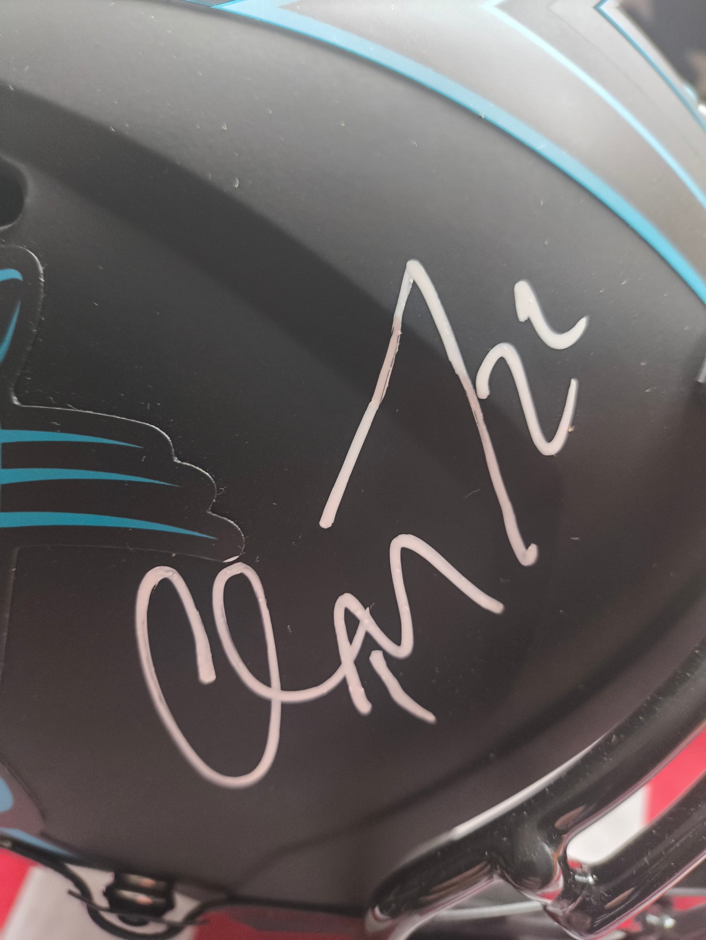 Christian McCaffrey Carolina Panthers Signed NFL Helmet Beckett COA