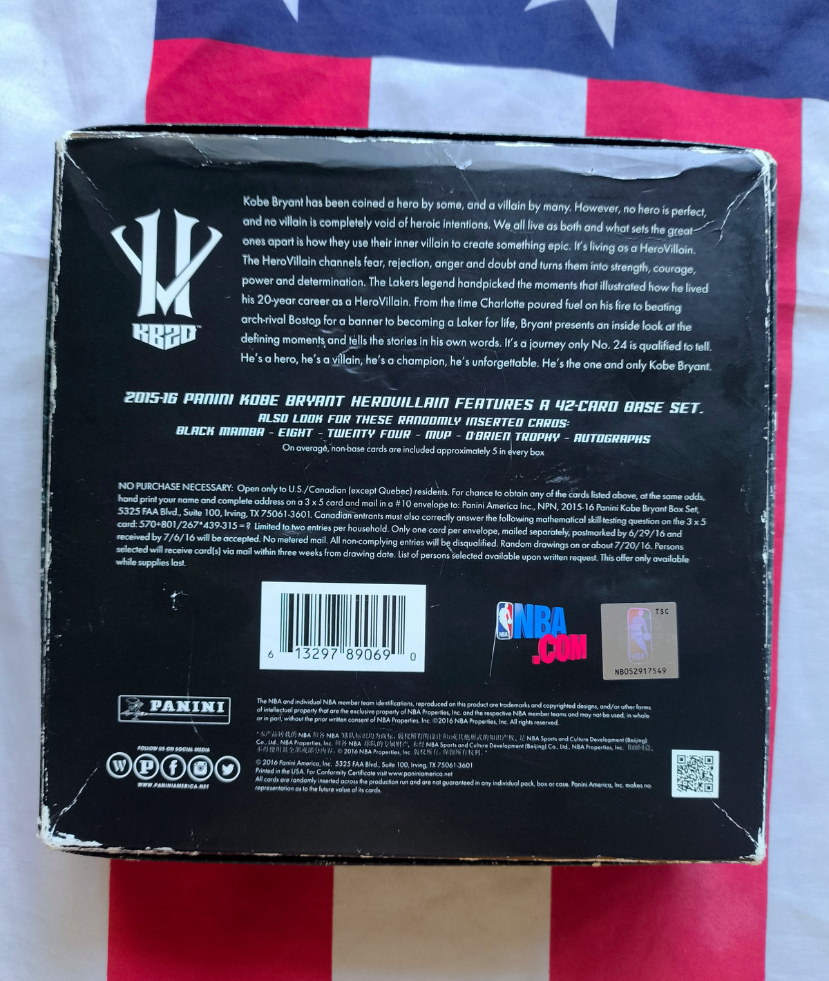 Kobe Bryant Hero Villain Complete 42 Card Box Set