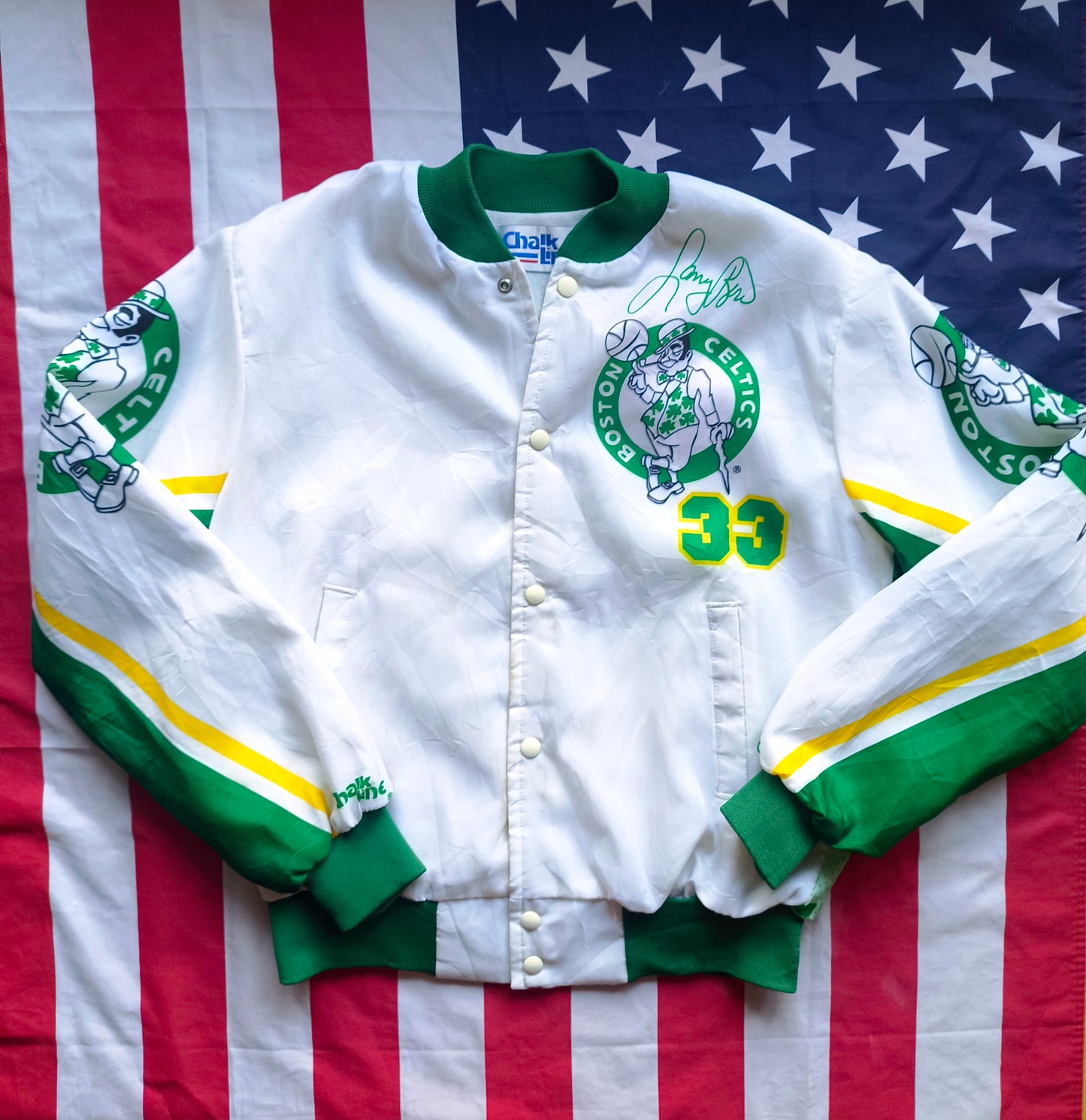 Boston Celtics Larry Bird Chalk Line Fanimation NBA Jacket S