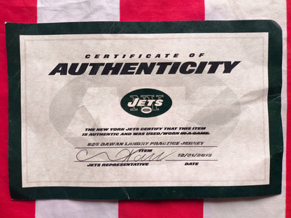 Dawan Landry New York Jets NFL Practice Worn Jersey