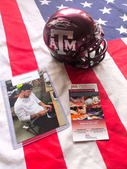 Johnny Manziel Texas A&M Signed Mini Helmet JSA COA