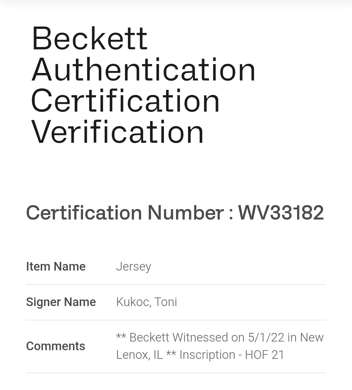 Toni Kukoc Chicago Bulls NBA Signed Jersey Beckett COA