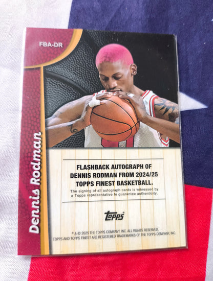 Dennis Rodman Auto 2025 Topps Finest Flashbacks FBA-DR Chicago Bulls Autograph Card