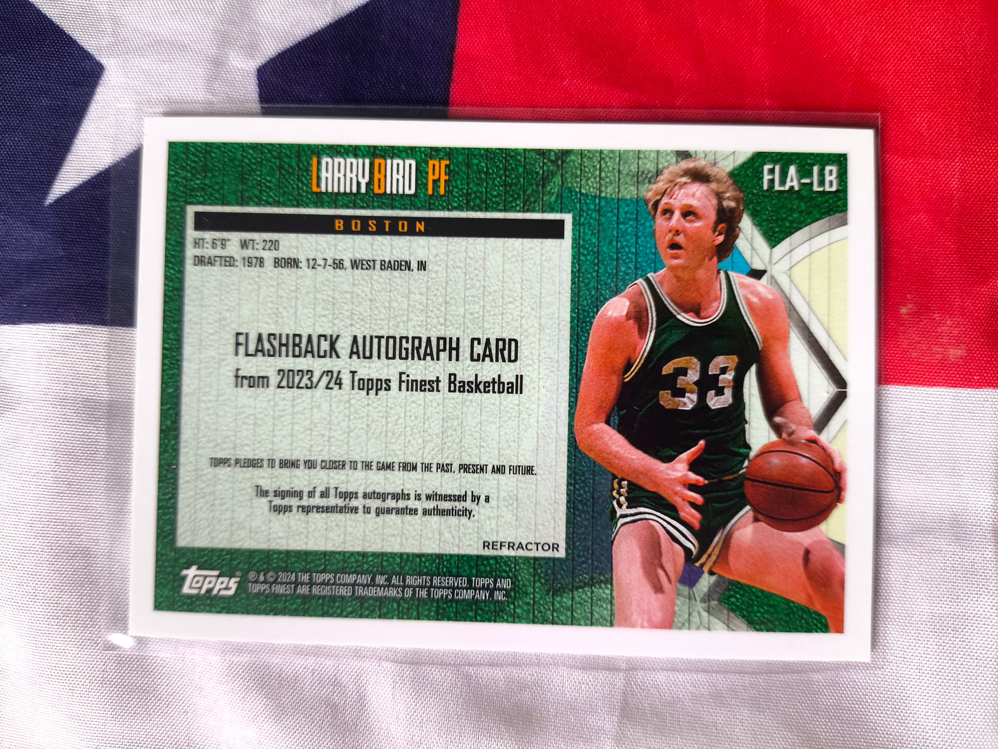 Larry Bird Auto 2023-24 Topps Finest Flashbacks FLA-LB Boston Celtics Autograph Card