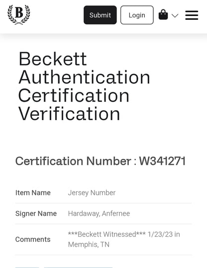 Penny Hardaway Orlando Magic NBA Signed Jersey Beckett COA