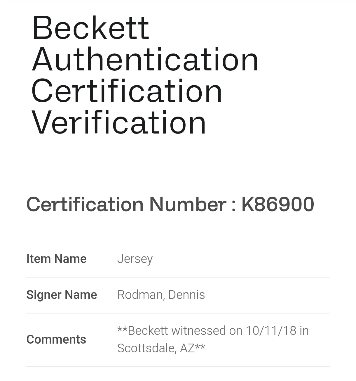 Dennis Rodman Chicago Bulls Signed Mitchell & Ness NBA Beckett COA