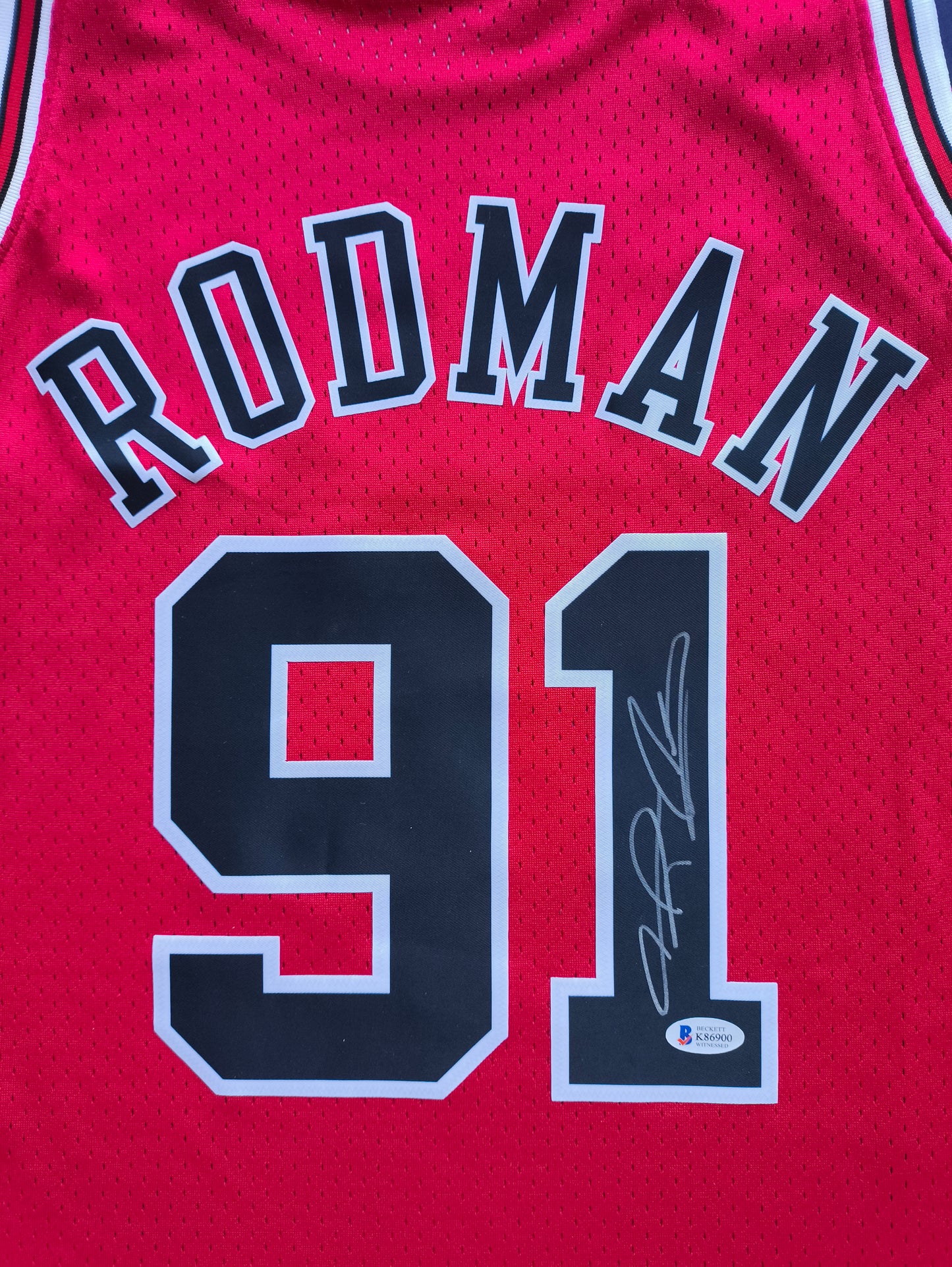 Dennis Rodman Chicago Bulls Signed Mitchell & Ness NBA Beckett COA